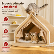 Casita Rascadora para Gatos con Zona de Descanso Acogedora